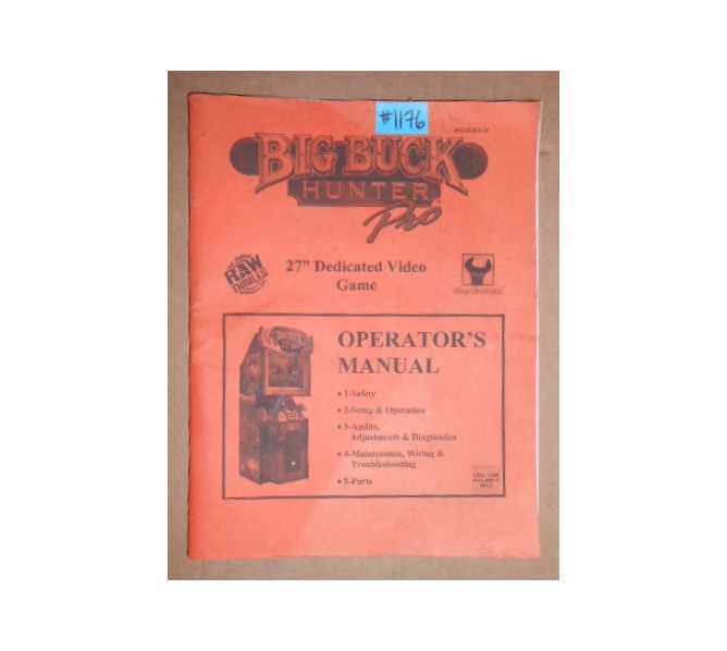 BIG BUCK HUNTER PRO Arcade Machine Game OPERATOR'S MANUAL #1176 for